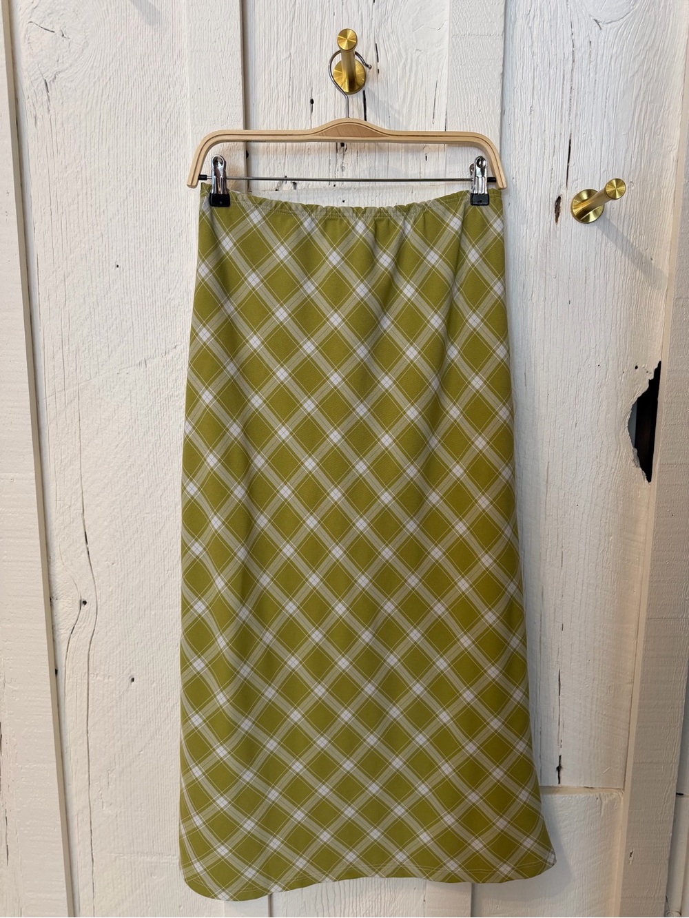 Olive Green Plaid A-Line Skirt